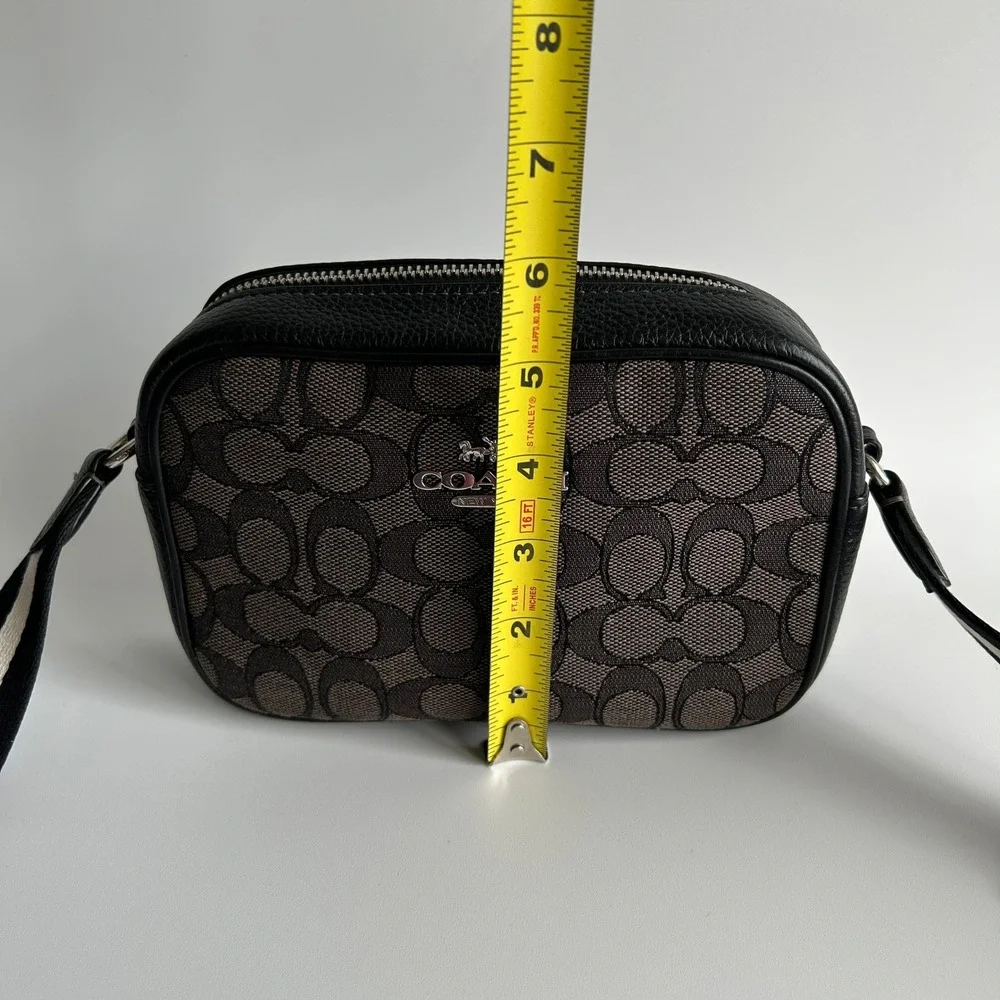 Coach Jamie Camera Bag Charcoal Black Signature Leather Crossbody Excellent